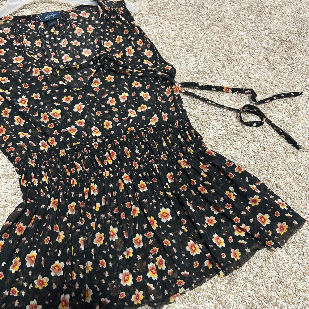 Daytrip Floral Top Sleeveless Mesh Elastic